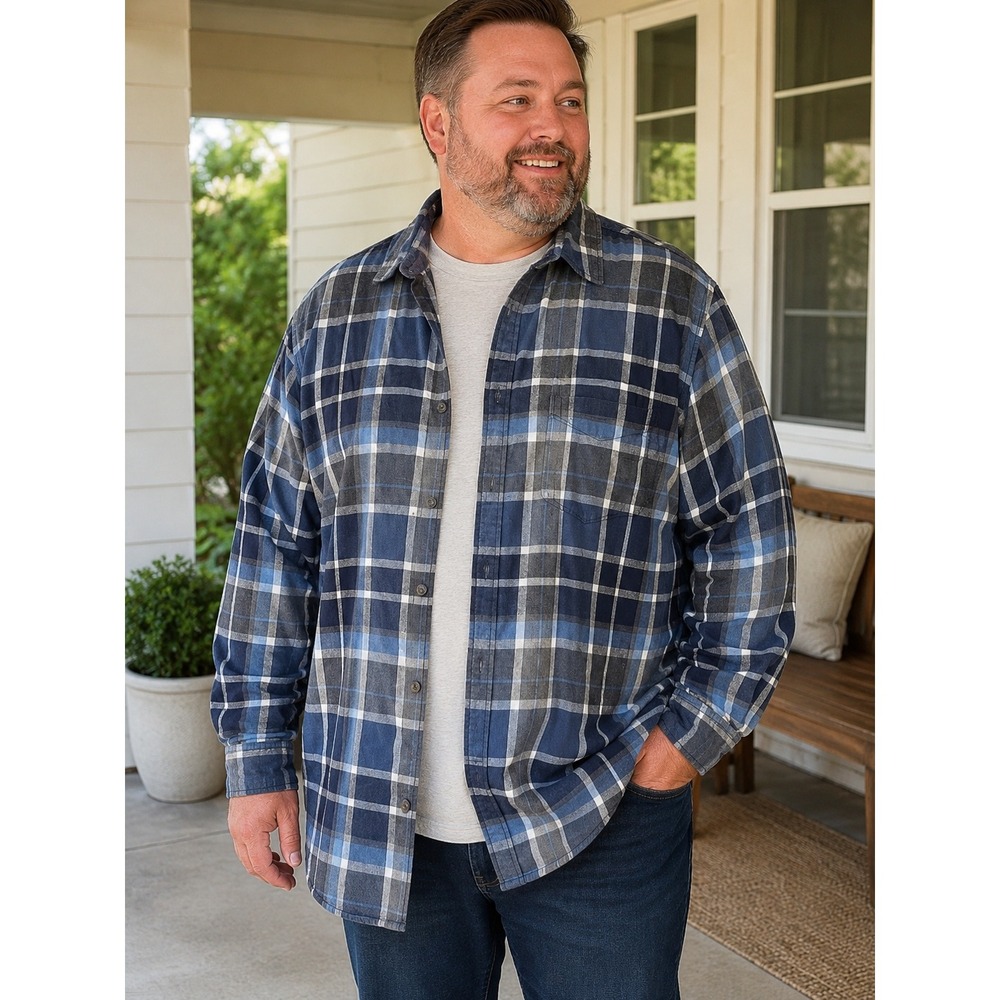 Club‎ Room Mens Blue Plaid Lined Flannel Shirt Jacket 2XB S/20404BTI28 FA15